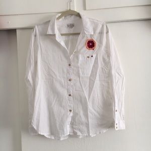 Madewell shirt with hand embroidered blood orange